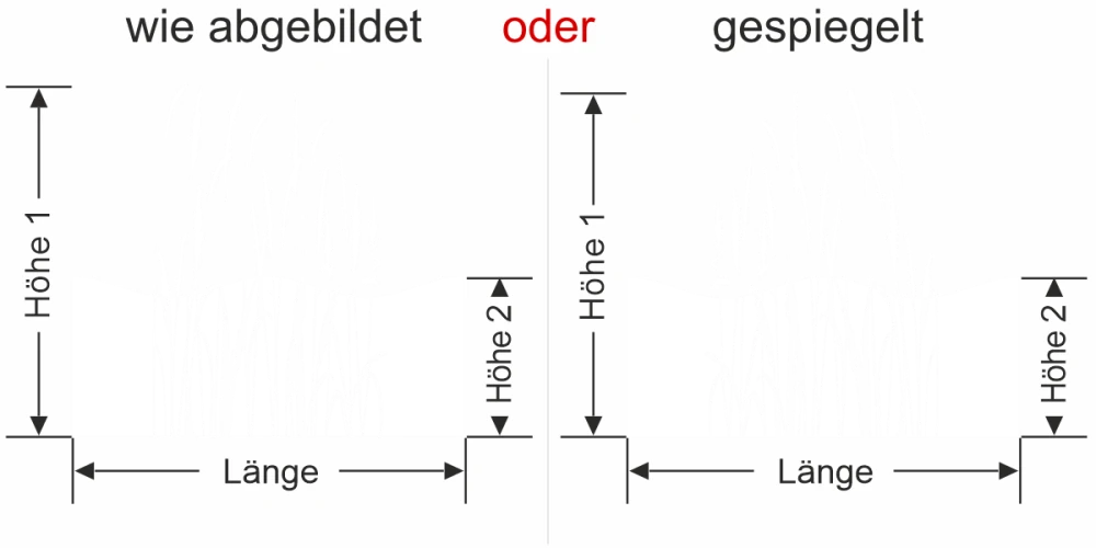 Fenster Sichtschutzfolie Wiesengras - Ansicht Ausrichtung mit Farbauswahl und Anleitung zur Größenberechnung - Vorschlag 1