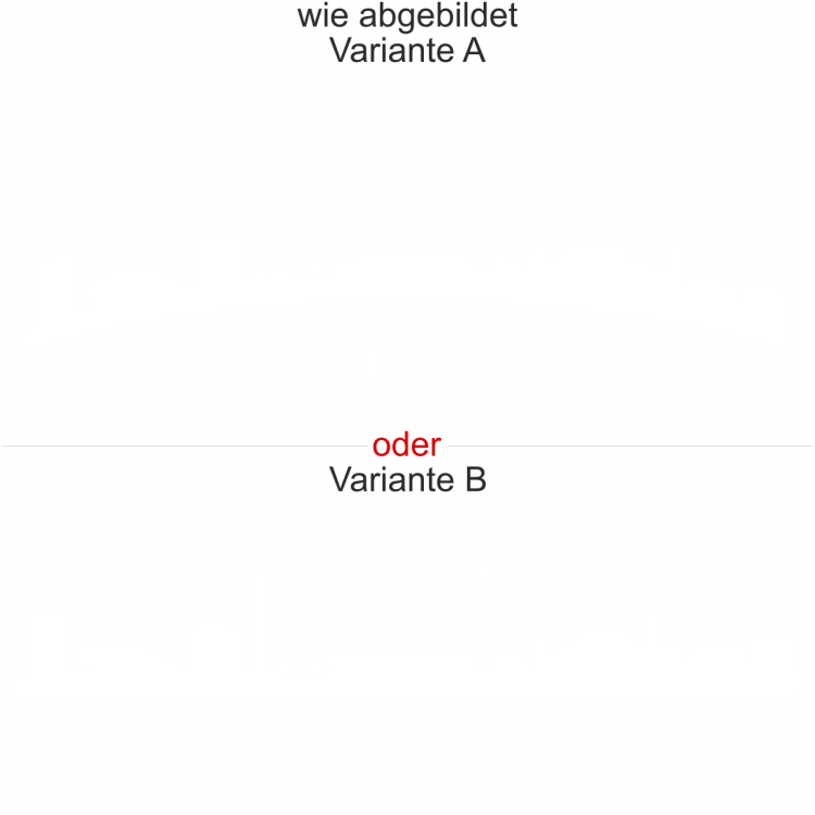 Fensteraufkleber Bremen - Ansicht Ausrichtung mit Farbauswahl und Variante Fensteraufkleber Bremen - Ansicht Ausrichtung mit Farbauswahl und Variante