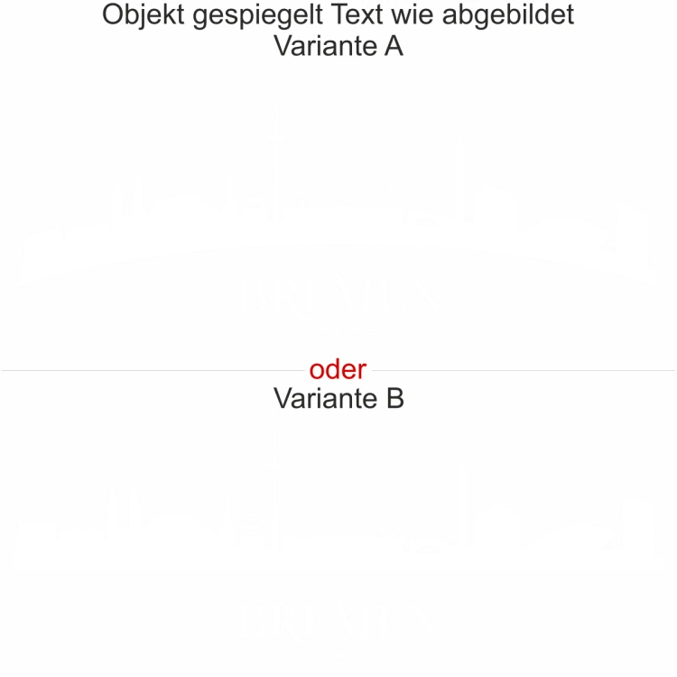 Fensteraufkleber Bremen - Ansicht Ausrichtung mit Farbauswahl und Variante Fensteraufkleber Bremen - Ansicht Ausrichtung mit Farbauswahl und Variante