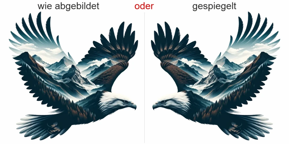 Fensteraufkleber Weißkopfseeadler mit Landschaft - Ansicht Ausrichtung