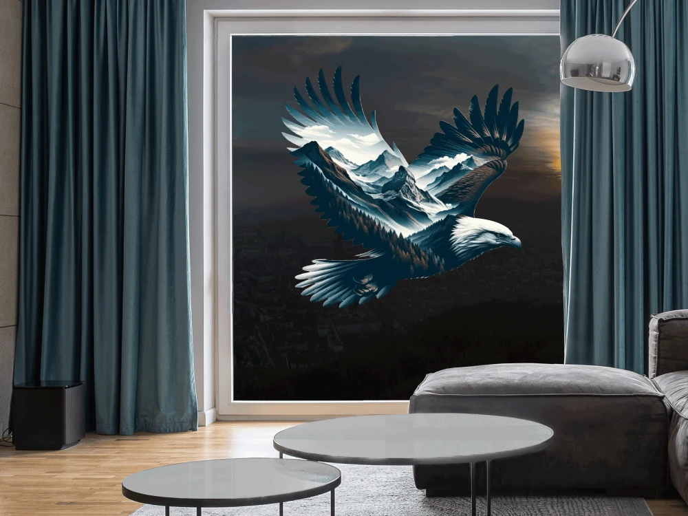 Fensteraufkleber Weißkopfseeadler mit Landschaft