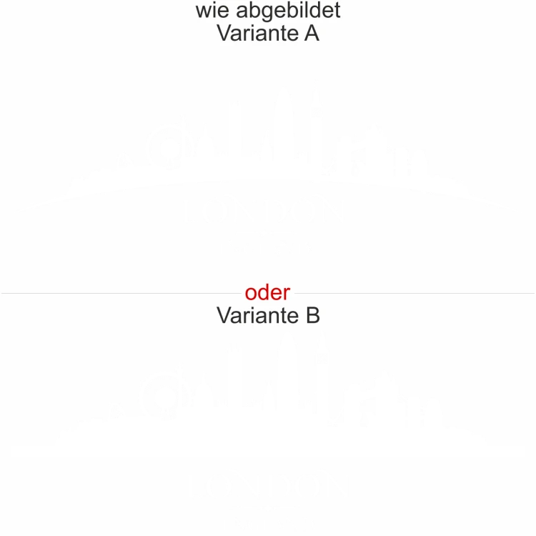 Glasfolien Aufkleber London Skyline - Ansicht Ausrichtung mit Farbauswahl und Variante