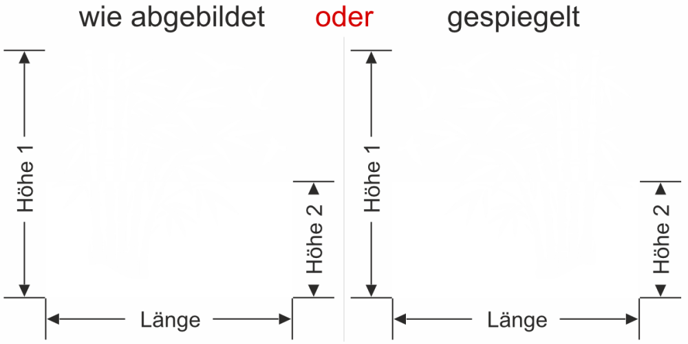 Fensterfolie Bambus und Vögel - Ansicht Ausrichtung mit Farbauswahl und Anleitung zur Größenberechnung - Vorschlag 1 Fensterfolie Bambus und Vögel - Ansicht Ausrichtung mit Farbauswahl und Anleitung zur Größenberechnung - Vorschlag 1