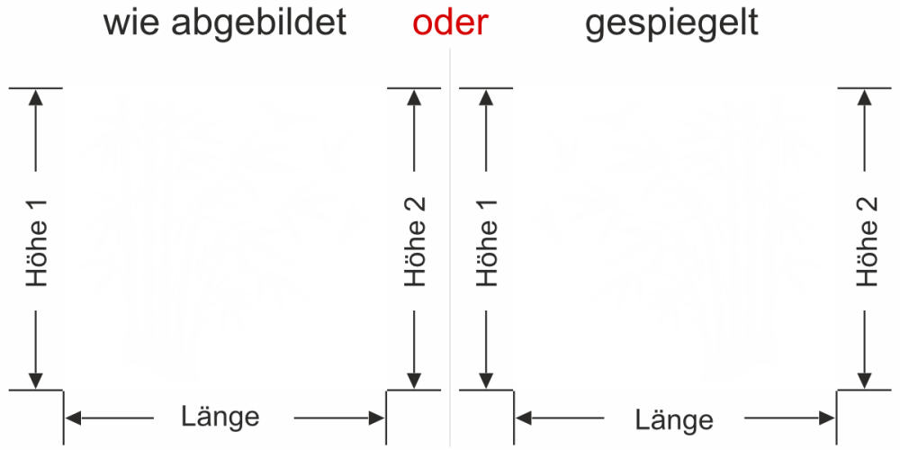 Fensterfolie Bambus und Vögel - Ansicht Ausrichtung mit Farbauswahl und Anleitung zur Größenberechnung - Vorschlag 2 Fensterfolie Bambus und Vögel - Ansicht Ausrichtung mit Farbauswahl und Anleitung zur Größenberechnung - Vorschlag 2