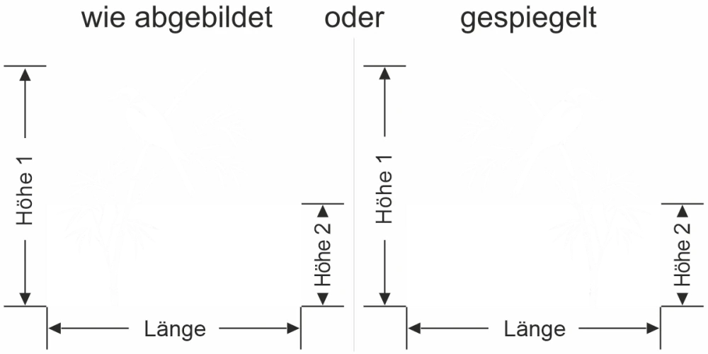Fensterfolie Bambushalm mit Vogel - Ansicht Ausrichtung mit Farbauswahl und Anleitung zur Größenberechnung - Vorschlag 1