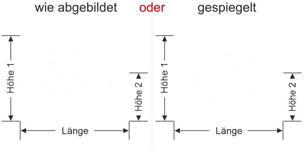 Fensterfolie Bambuspflanze im Kreis - Ansicht Ausrichtung mit Farbauswahl und Anleitung zur Größenberechnung - Vorschlag 1