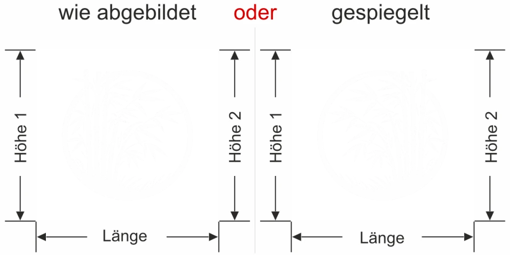 Fensterfolie Bambuspflanze im Kreis -  Ansicht Ausrichtung mit Farbauswahl und Anleitung zur Größenberechnung - Vorschlag 2