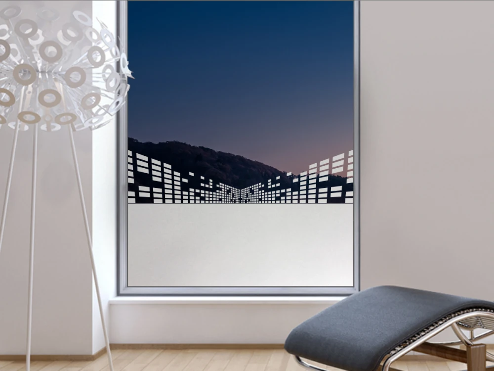 Fensterfolie mit Quadraten Fluchtpunktperspektive