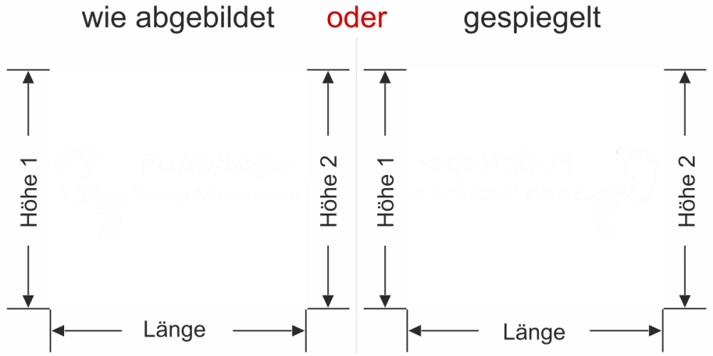 Fußpflege Schaufenster - Ansicht Ausrichtung mit Farbauswahl Vorschlag 2