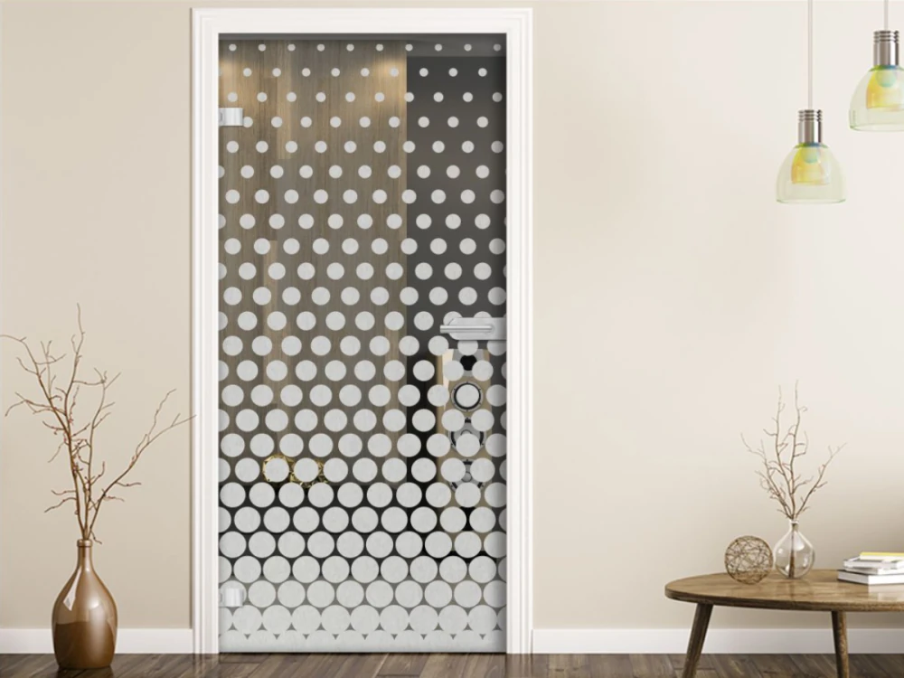 Fensterfolie Kreisverlauf von oben nach unten auf Zimmertür