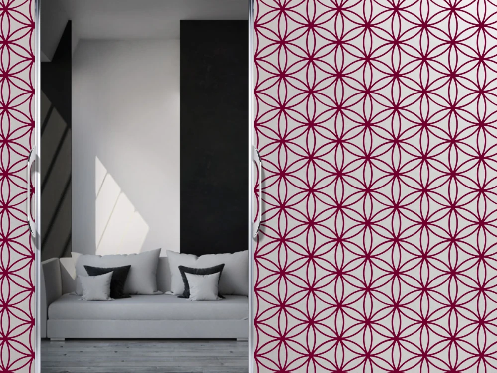 Blickdichte Milchglasfolie Musselinglas Blume des Lebens