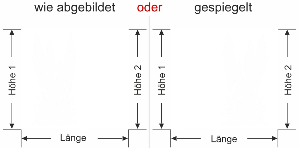 Fensterfolie Pampasgras mit Zierwedel - Ansicht Ausrichtung mit Farbauswahl und Anleitung zur Größenberechnung - Vorschlag 2