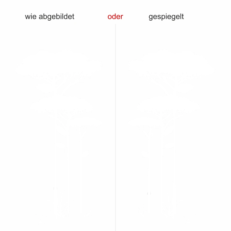 Fensterfolie Savannenbaum - Ansicht Farbauswahl und Ausrichtung Fensterfolie Savannenbaum - Ansicht Farbauswahl und Ausrichtung