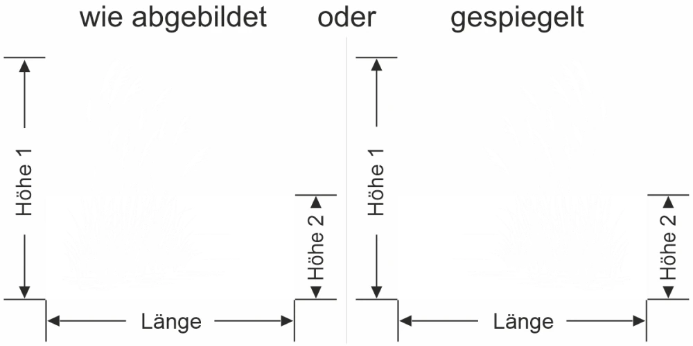Fensterfolie Schilfgras am Uferrand - Ansicht Ausrichtung mit Farbauswahl und Anleitung zur Größenberechnung - Vorschlag 1