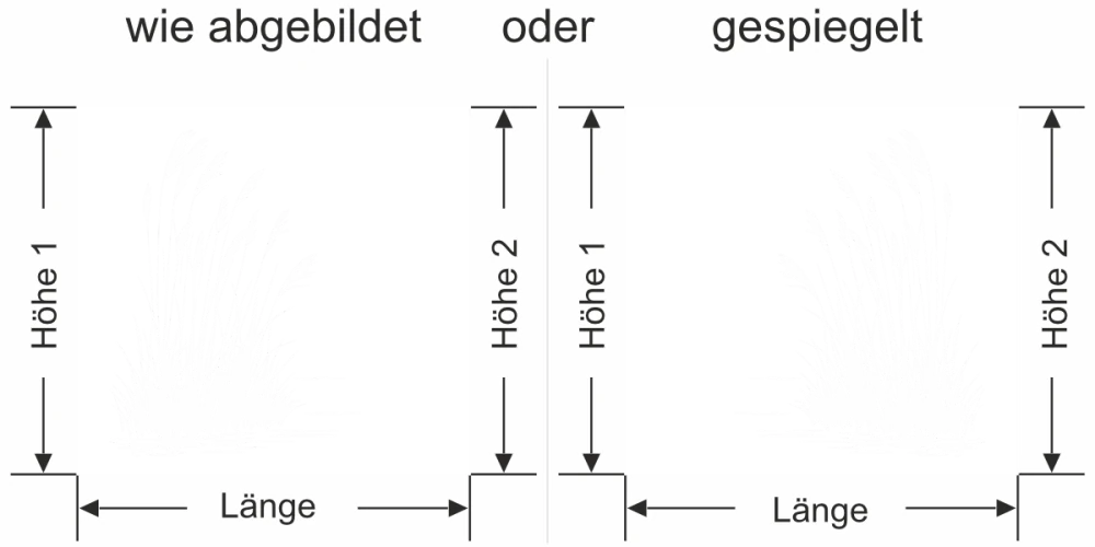 Fensterfolie Schilfgras am Uferrand Ansicht Ausrichtung mit Farbauswahl und Anleitung zur Größenberechnung - Vorschlag 2