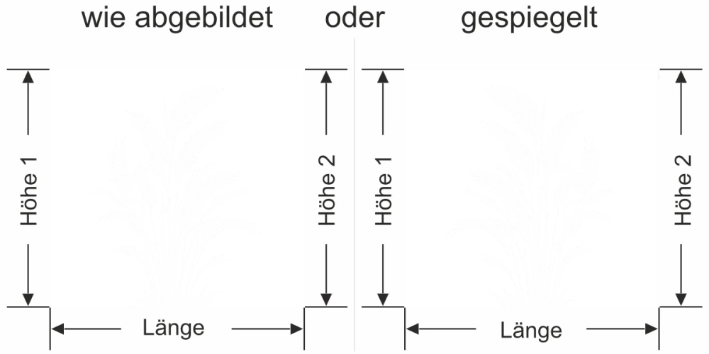 Fensterfolie Silhouette Areca Palme - Ansicht Ausrichtung mit Farbauswahl und Anleitung zur Größenberechnung - Vorschlag 2