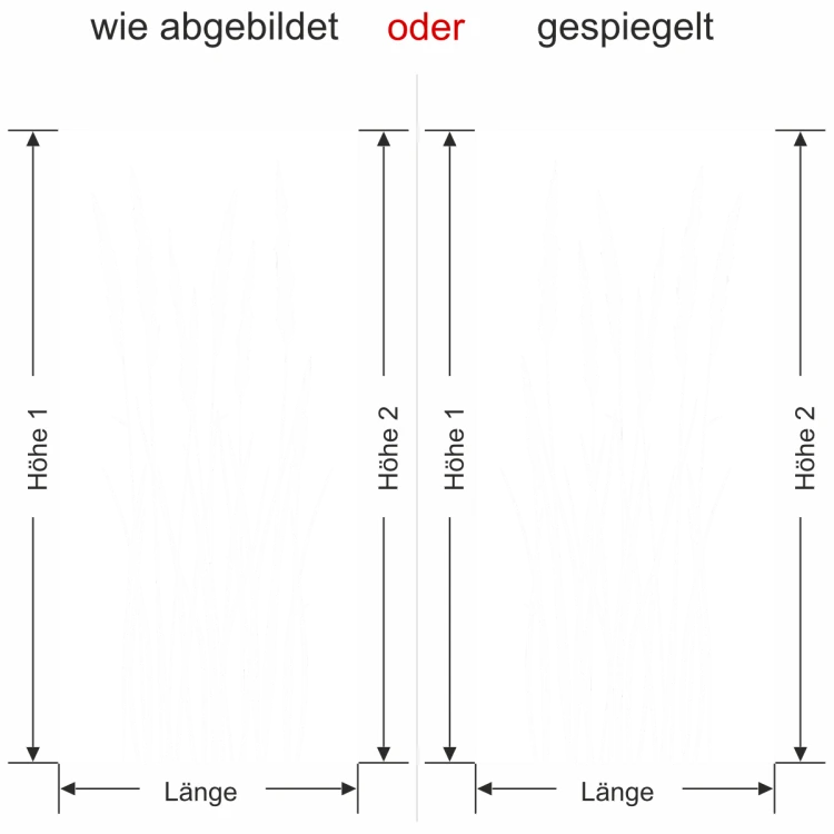 Fensterfolie Sommergräser - Ansicht Ausrichtung mit Farbauswahl und Anleitung zur Größenberechnung - Vorschlag 2