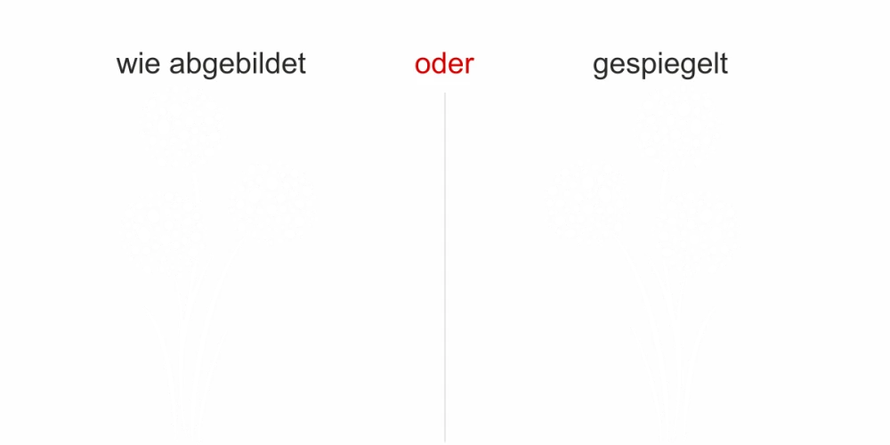 Sticker für Glas und Fenster mit Pusteblume - Ansicht Ausrichtung und Farbauswahl