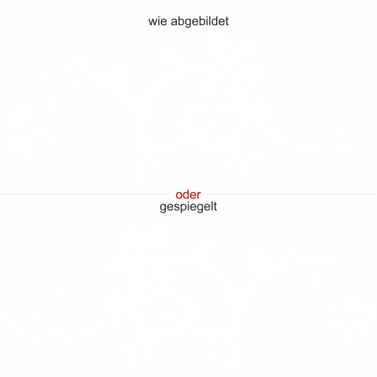 Scheibenfolie Verschnörkeltes Design - Ansicht Ausrichtung und Farbauswahl