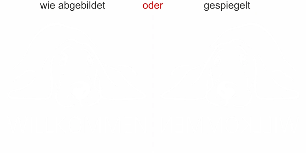 Aufkleber für Glas Willkommen mit Hund - Ansicht Farbauswahl