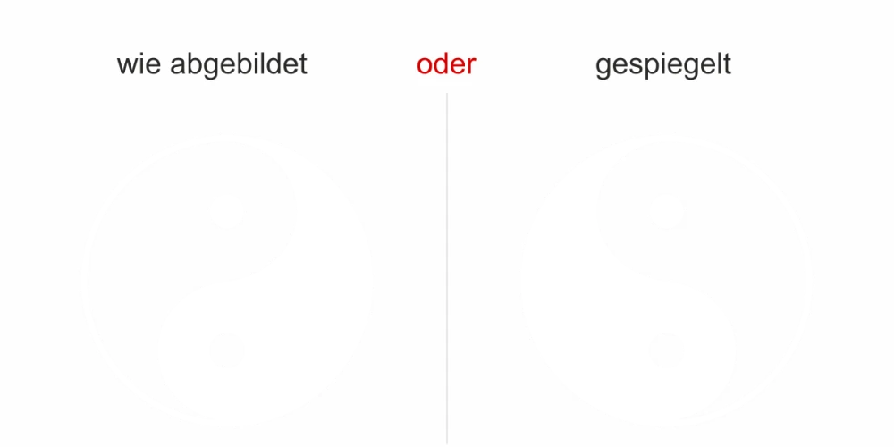 Fenstersticker mit Yin und Yang - Ansicht Ausrichtung mit Farbauswahl