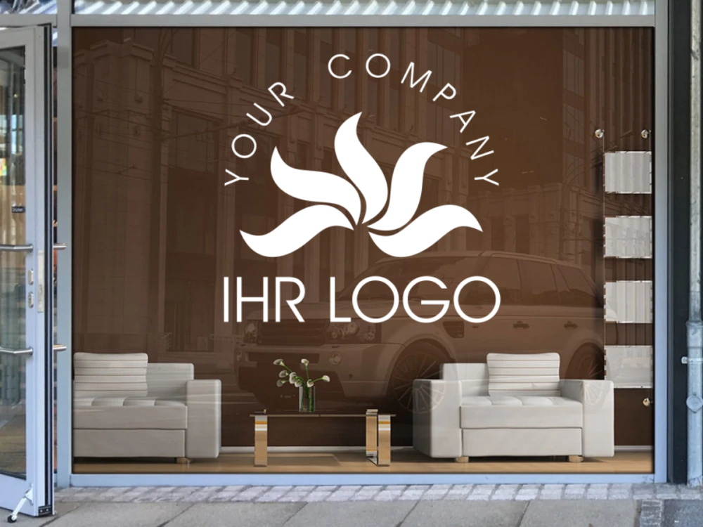 Firmenlogo als Schaufensterbeschriftung auf einem Schaufenster - Ansicht Farbauswahl