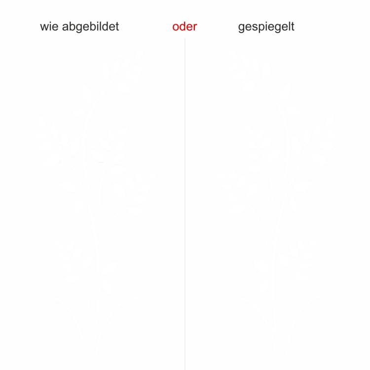 Glasdesign Kunstvoller Blätterzweig - Ansicht Ausrichtung und Farbauswahl