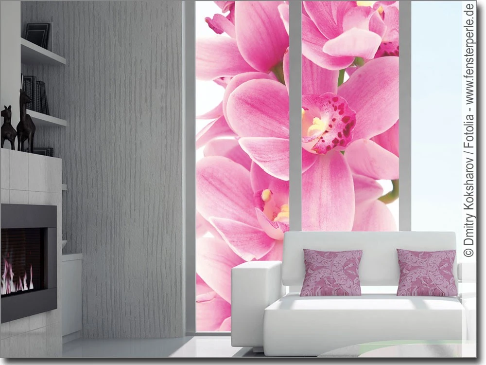 Bedrucktes Fensterbild mit Orchidee