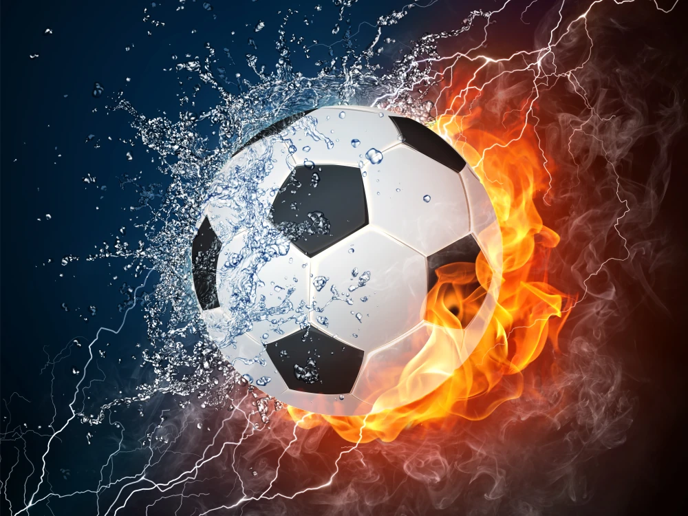 Fotofolie Fußball in Flammen
