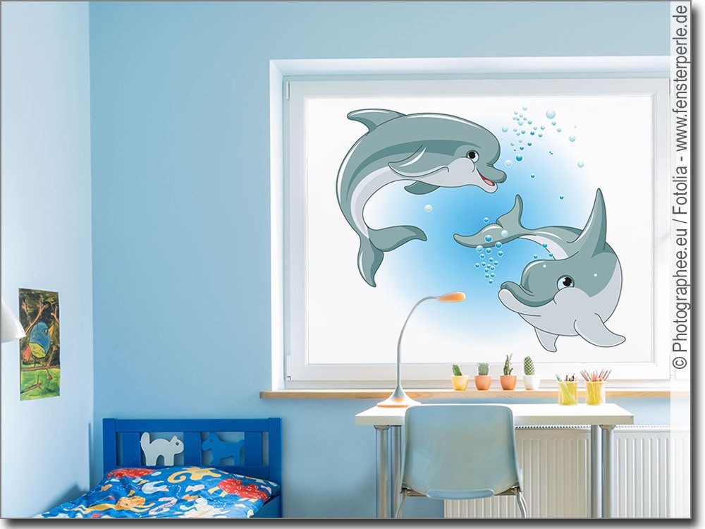 Lustige Delphine Selbstklebendes Fensterbild nach Maß