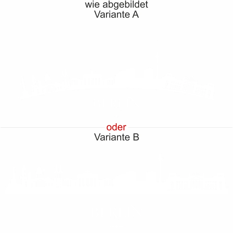 Aufkleber für Glas Skyline von Berlin - Ansicht Ausrichtung mit Farbauswahl und Variante
