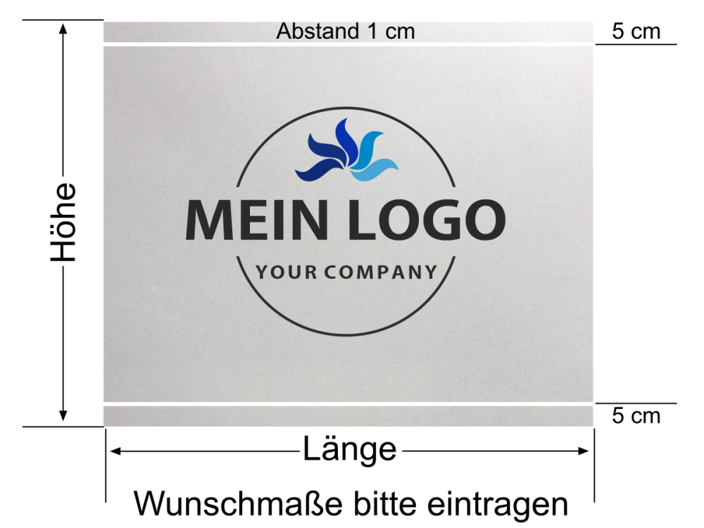 Glasdekorfolie Eigenes Logo als Digitaldruck zwei Streifen - Ansicht Beispielbild