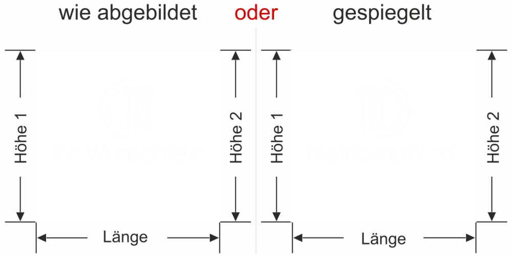 Sichtschutzfolie Gedeck mit Wunschtext - Ansicht Schrift zur Textgestaltung