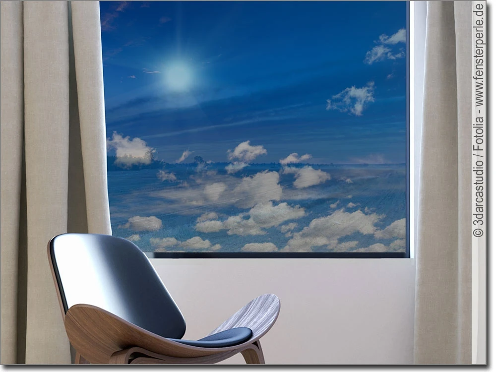 Transparente Fotofolie Sonne am Himmel - Digitaldruck auf Klebefolie für Glas