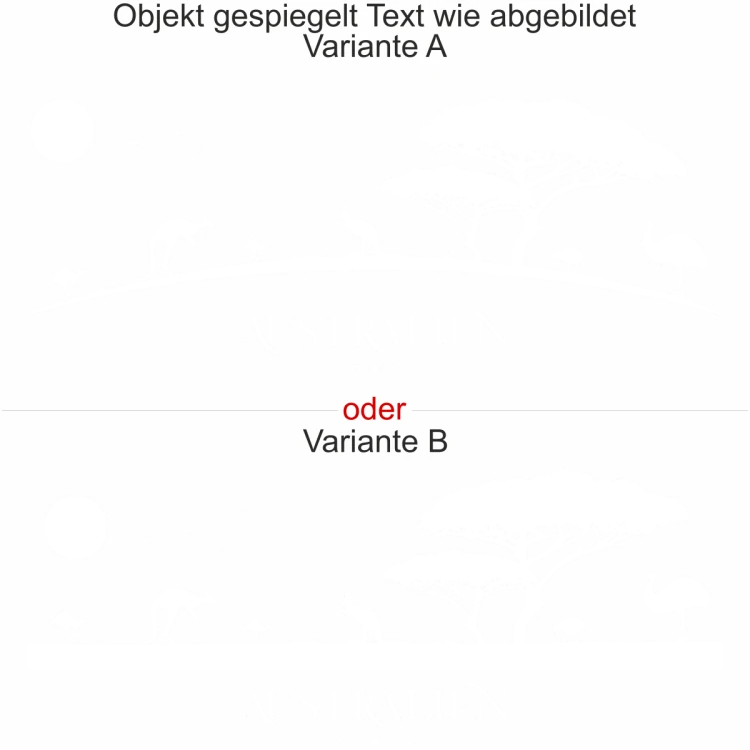 Glasmotiv Australien - Ausrichtung Objekt gespiegelt Text wie abgebildet Glasmotiv Australien - Ausrichtung Objekt gespiegelt Text wie abgebildet