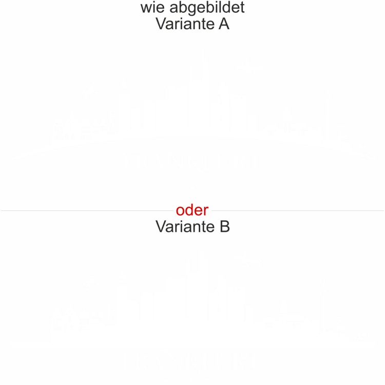 Glastattoo mit Skyline Frankfurt - Ansicht Ausrichtung mit Farbauswahl und Variante Glastattoo mit Skyline Frankfurt - Ansicht Ausrichtung mit Farbauswahl und Variante