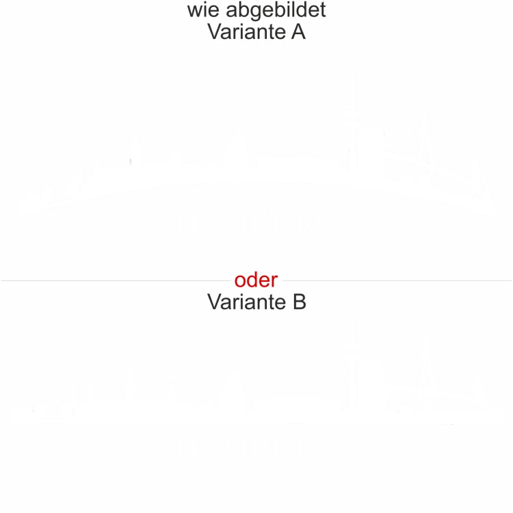 Glassticker Hamburg - Ansicht Ausrichtung mit Farbauswahl und Variante Glassticker Hamburg - Ansicht Ausrichtung mit Farbauswahl und Variante