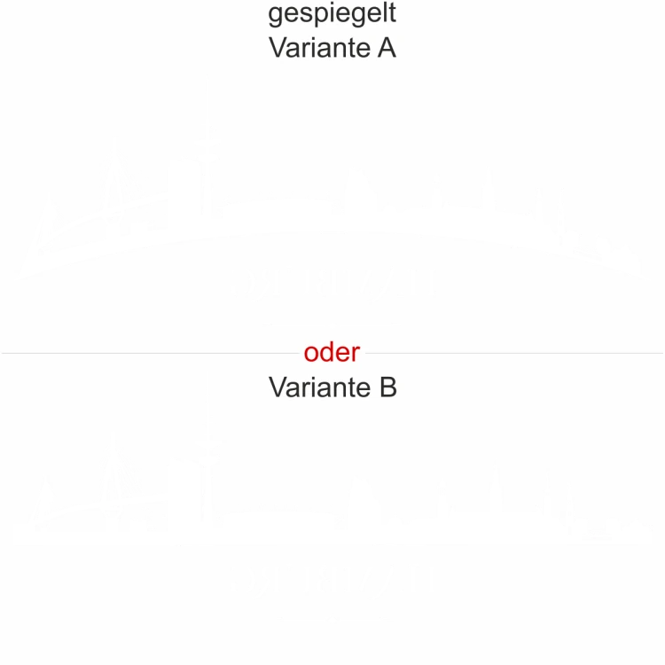 Glassticker Hamburg - Ansicht Ausrichtung mit Farbauswahl und Variante Glassticker Hamburg - Ansicht Ausrichtung mit Farbauswahl und Variante