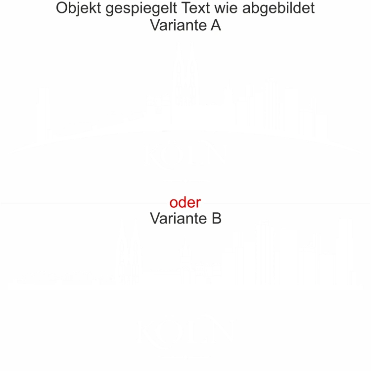 Glassticker Köln - Ansicht Ausrichtung mit Farbauswahl und Variante Glassticker Köln - Ansicht Ausrichtung mit Farbauswahl und Variante