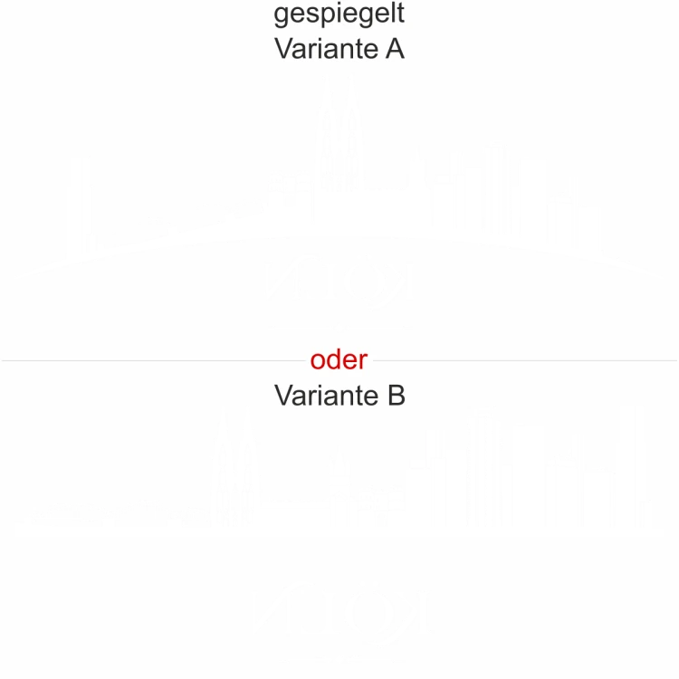 Glassticker Köln - Ansicht Ausrichtung mit Farbauswahl und Variante Glassticker Köln - Ansicht Ausrichtung mit Farbauswahl und Variante