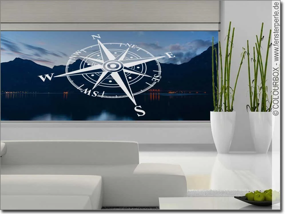 Glasdekorfolie mit Kompass Motiv