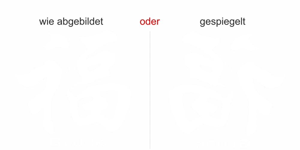 Fensterdesign chinesisches Zeichen Glück - Ansicht Ausrichtung mit Farbauswahl