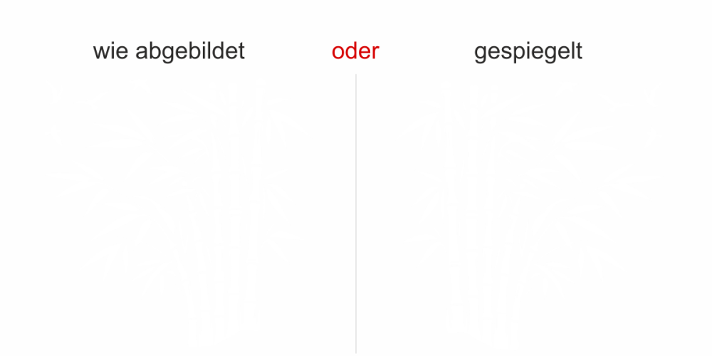 Glastattoo Bambus und Vögel - Ansicht Ausrichtung mit Farbauswahl