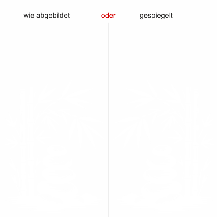 Glastattoo Bambus und Zen Steine - Ansicht Ausrichtung mit Farbauswahl