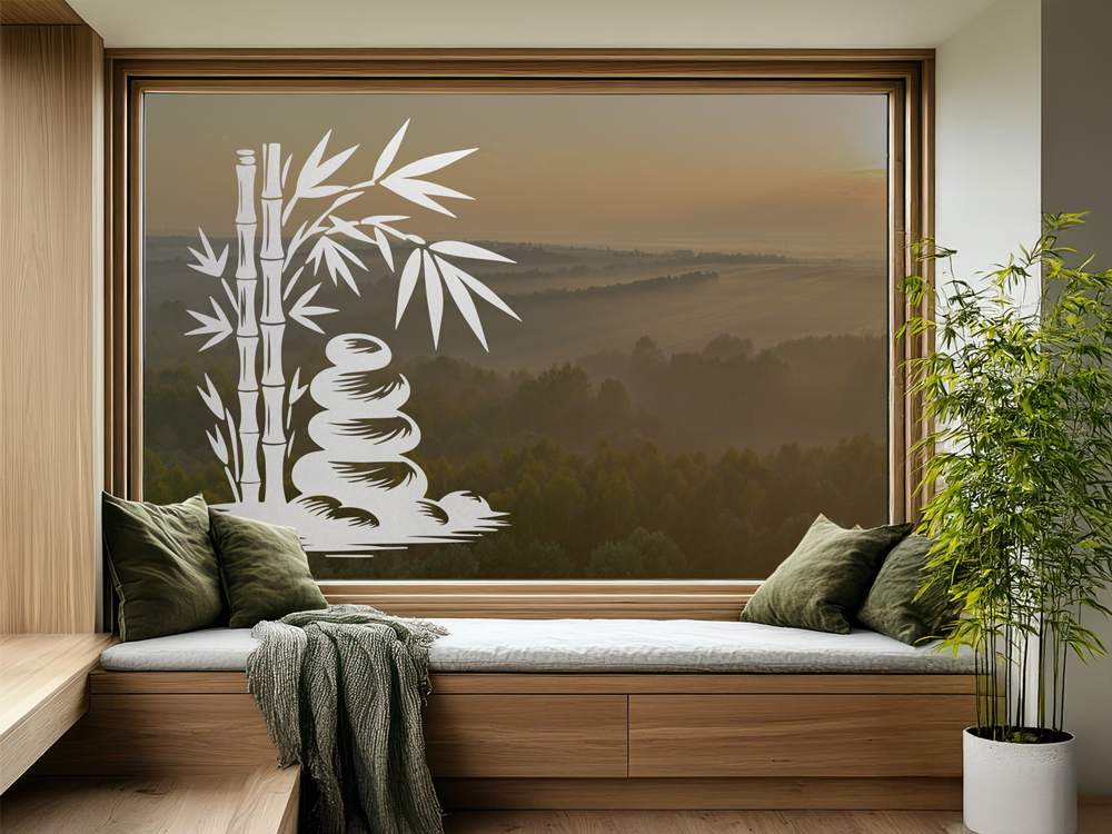 Glastattoo Bambus und Zen Steine