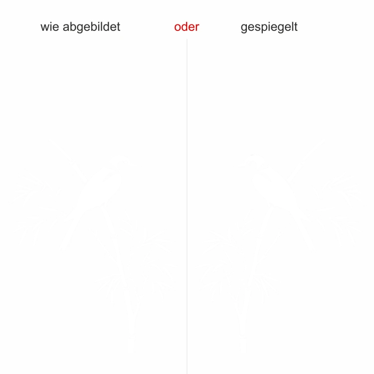 Glastattoo Bambushalm mit Vogel - Ansicht Ausrichtung mit Farbauswahl