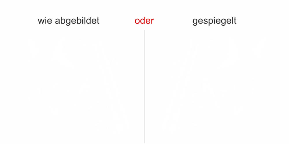 Glastattoo Bambusstab mit Vögeln - Ansicht Ausrichtung mit Farbauswahl