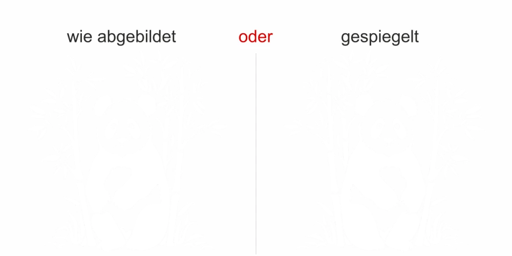 Glastattoo Bambustrauch mit Panda - Ansicht Ausrichtung mit Farbauswahl