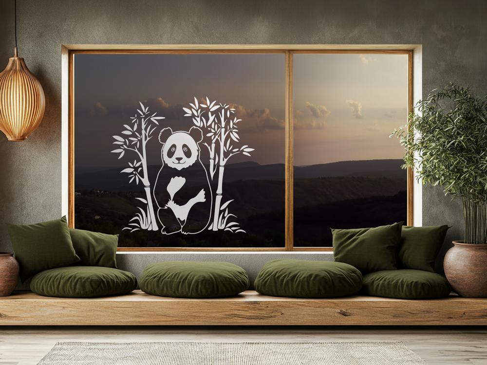 Glastattoo Bambustrauch mit Panda