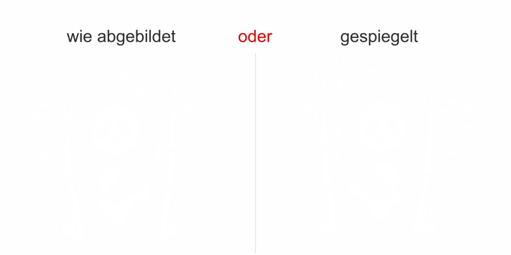 Glastattoo Bambustrauch mit Panda - Ansicht Ausrichtung mit Farbauswahl